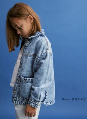 代购NEXT儿童外套 2025秋季女童淡蓝色衬衫式纯棉牛仔夹克 3-16岁