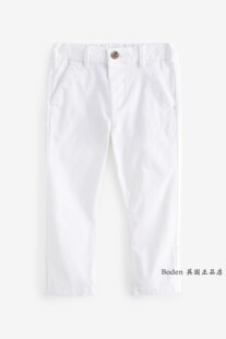 代购NEXT儿童休闲裤 2025春秋季男童宝宝白色弹力卡其长裤3月-7岁