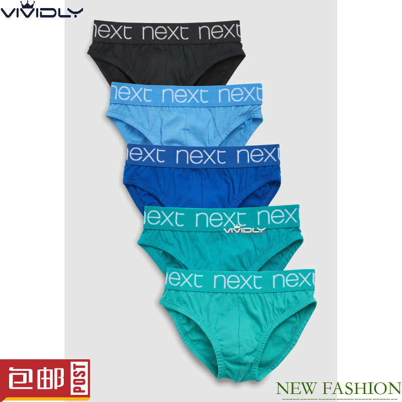 现货NEXT男童蓝色缇花纯棉内裤 春夏季儿童三角裤5件装(2-3岁)