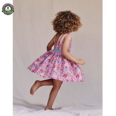 代购 MiniBoden女童连衣裙 26夏草甸粉纯棉儿童多带喇叭裙 2-12岁