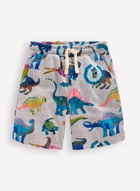 代购 MiniBoden儿童短裤 26春夏季男童灰色恐龙纯棉运动裤 2-10岁