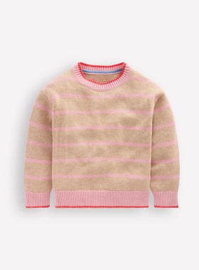 代购 MiniBoden儿童毛衣 26春季女童栗黄落肩式套头针织衫 2-14岁