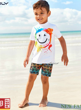 现货 N*XT儿童沙滩防晒泳衣 夏白色男童分体泳衣2件装(12月-3岁)