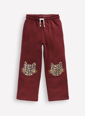 代购 MiniBoden儿童运动裤 25秋季女童栗色猫纯棉阔腿长裤 2-12岁