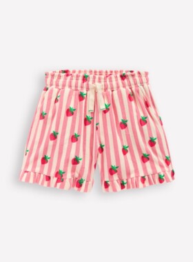 代购 MiniBoden儿童短裤 26夏女童粉条纹草莓毛巾料沙滩裤 2-12岁