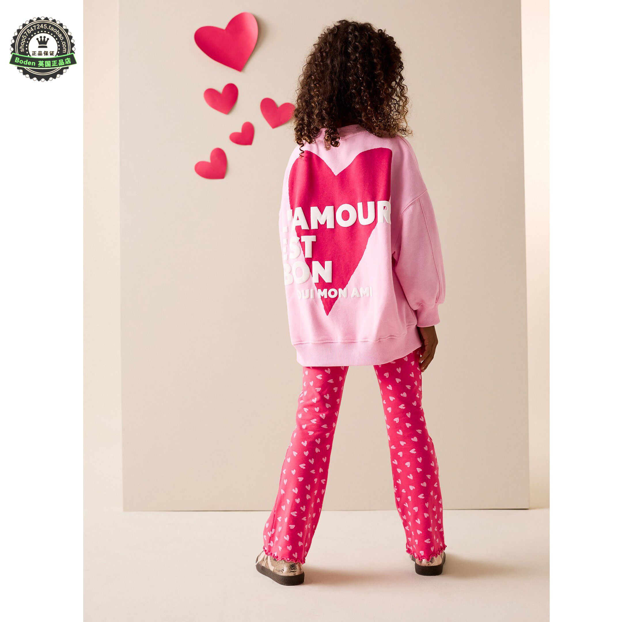 代购 NEXT儿童运动衫套装 26春季女童红色心形卫衣+紧身裤 3-16岁