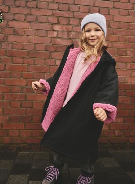 代购 NEXT儿童泳袍 26春秋女童黑色海滩游泳专用内层加绒保暖浴袍