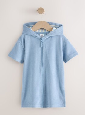 代购 NEXT儿童泳袍沙滩披风 26夏季男童蓝色拉链毛巾游泳斗篷浴袍