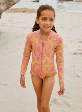 代购 NEXT儿童连体泳衣 26夏女童粉/黄色沙滩长袖防晒泳装 3-16岁