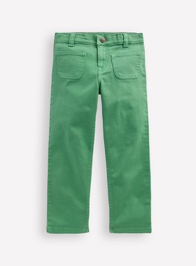 代购 MiniBoden儿童直筒牛仔裤 26春夏绿色补丁口袋休闲裤 2-14岁