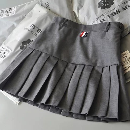 春夏新款ins风高腰学院风西装料TB百褶裙A字裙半身裙短裙裤女2019
