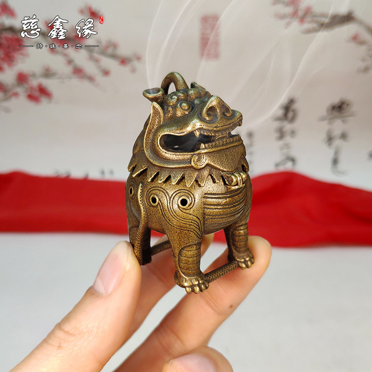 纯铜摆件神兽书房麒麟熏香炉