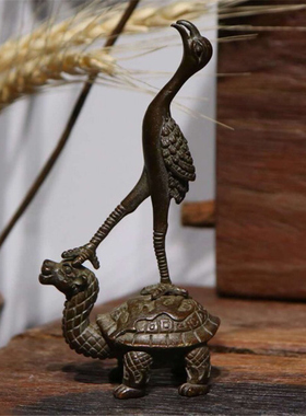 仿古风实心龟鹤延年日式小摆件
