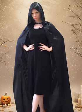 万圣节黑色披风 红色吸血鬼衣成人死神斗篷巫师黑袍化妆舞会cos服