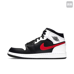 Jordan 女款 075红钩熊猫中帮篮球鞋 黑白河南LL仓 554725 Air