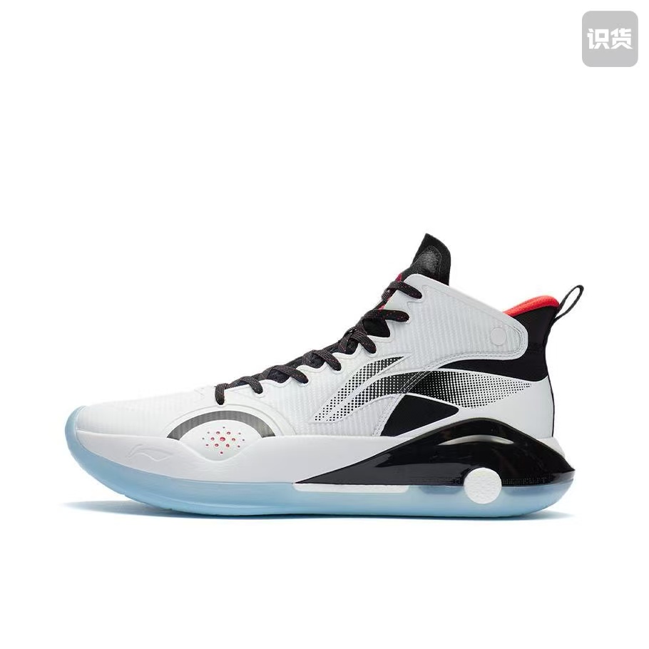 李宁ABAR043-10驭帅15系带减震防滑耐磨中帮篮球鞋男白黑河南LL仓