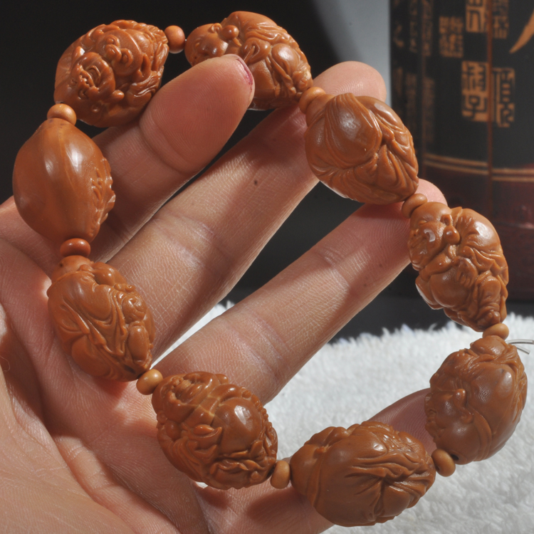 橄榄核雕手串老籽菩提子 机雕精修 18mm 经典八大弥勒BHT-10