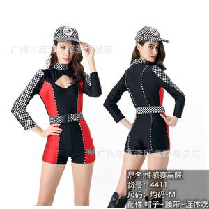 欧美时尚紧身赛车女郎车模走秀服