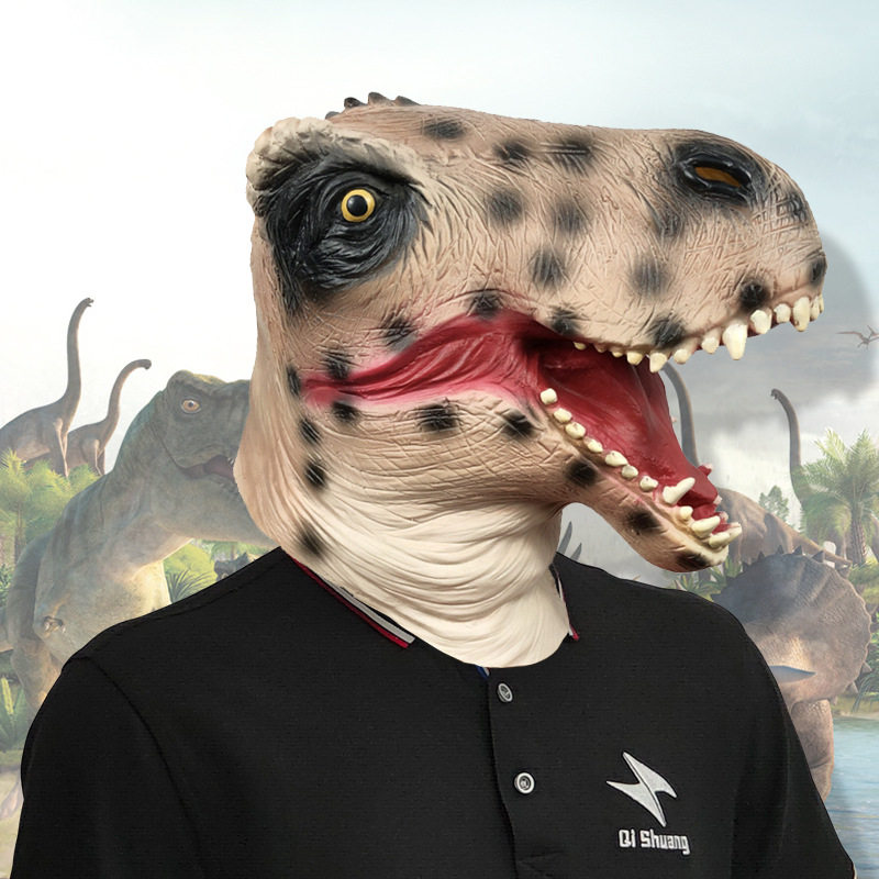 霸王龙头套动物面具化妆舞会搞笑乳胶头饰万圣节派对恶搞表演道具