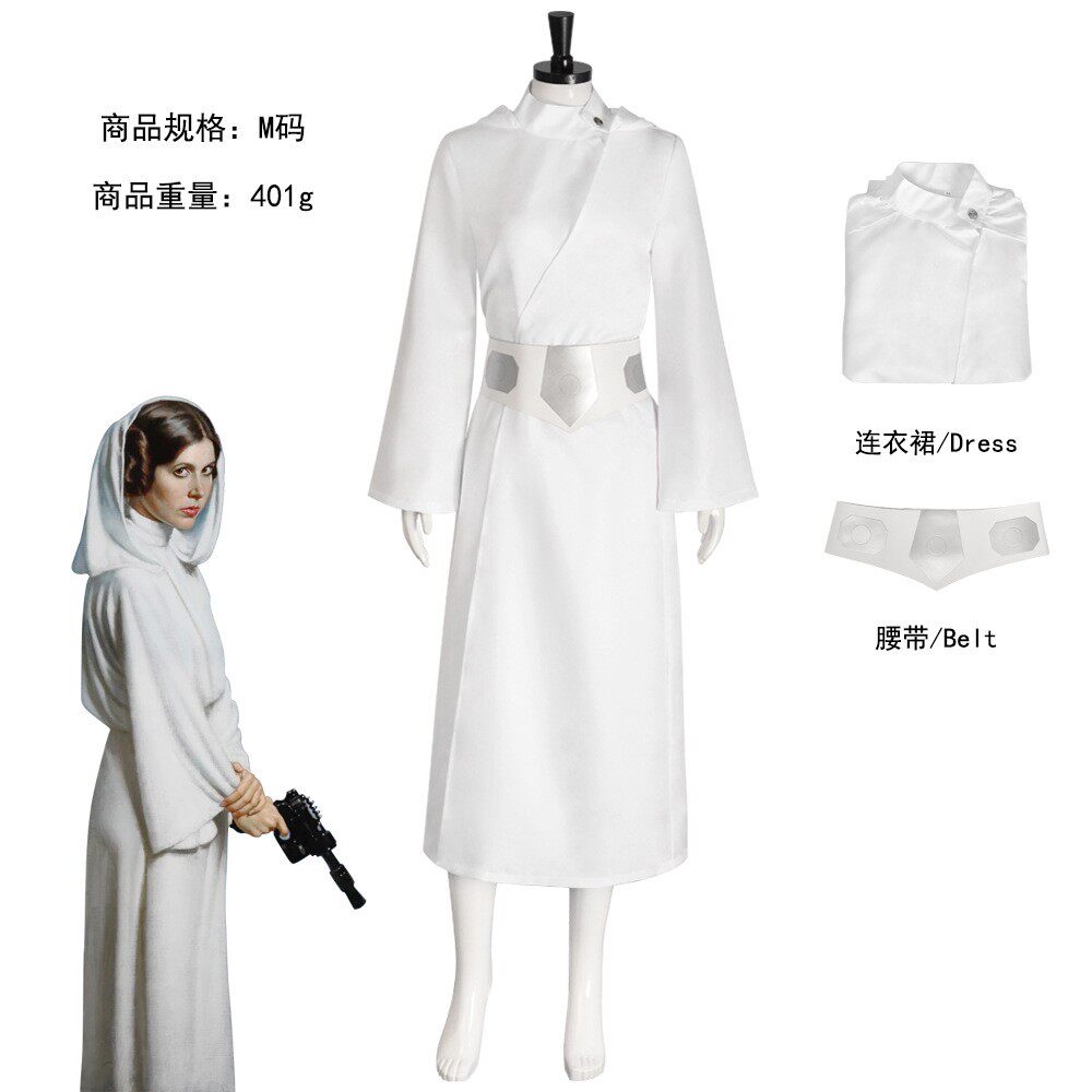 星球大战莱娅公主白色裙子cos服装万圣节角色扮演cosplay女装女裙