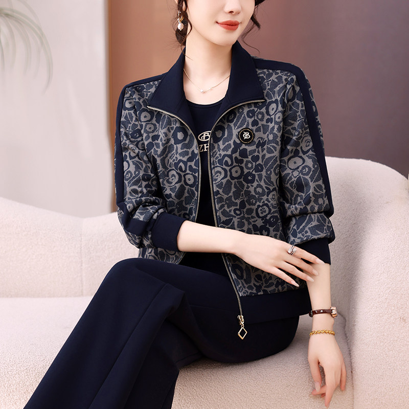 中老年女装宽松显瘦上衣套装