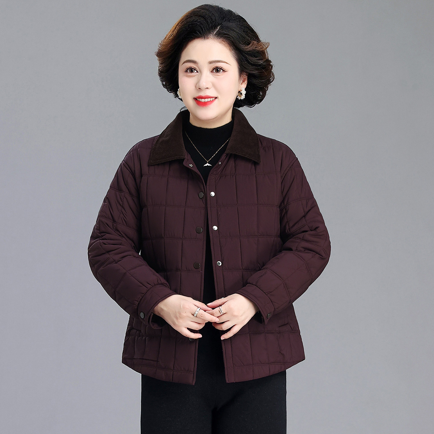 翻领棉服中老年女装洋气保暖外套