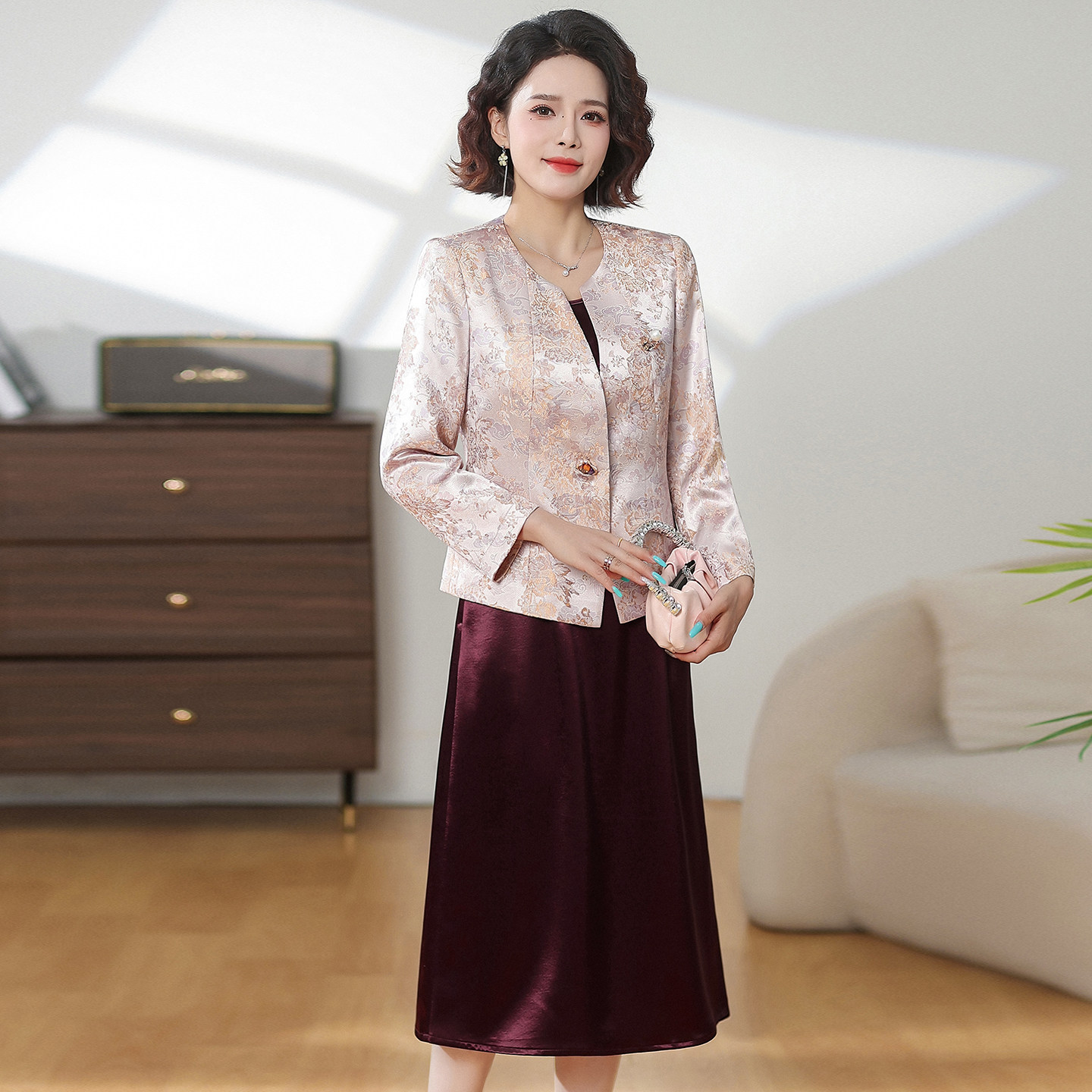 女装春秋裙子阔太太洋气礼服裙