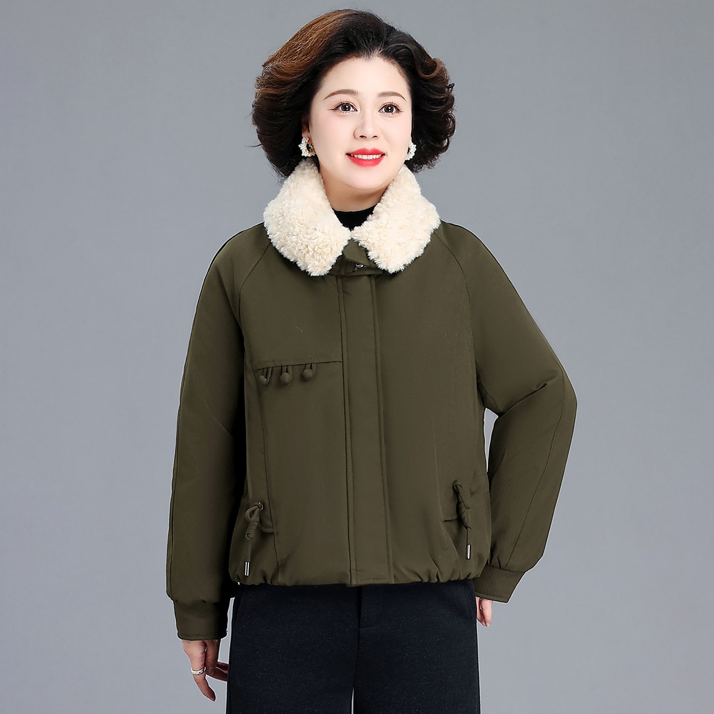中老年女装加厚保暖洋气修身棉衣