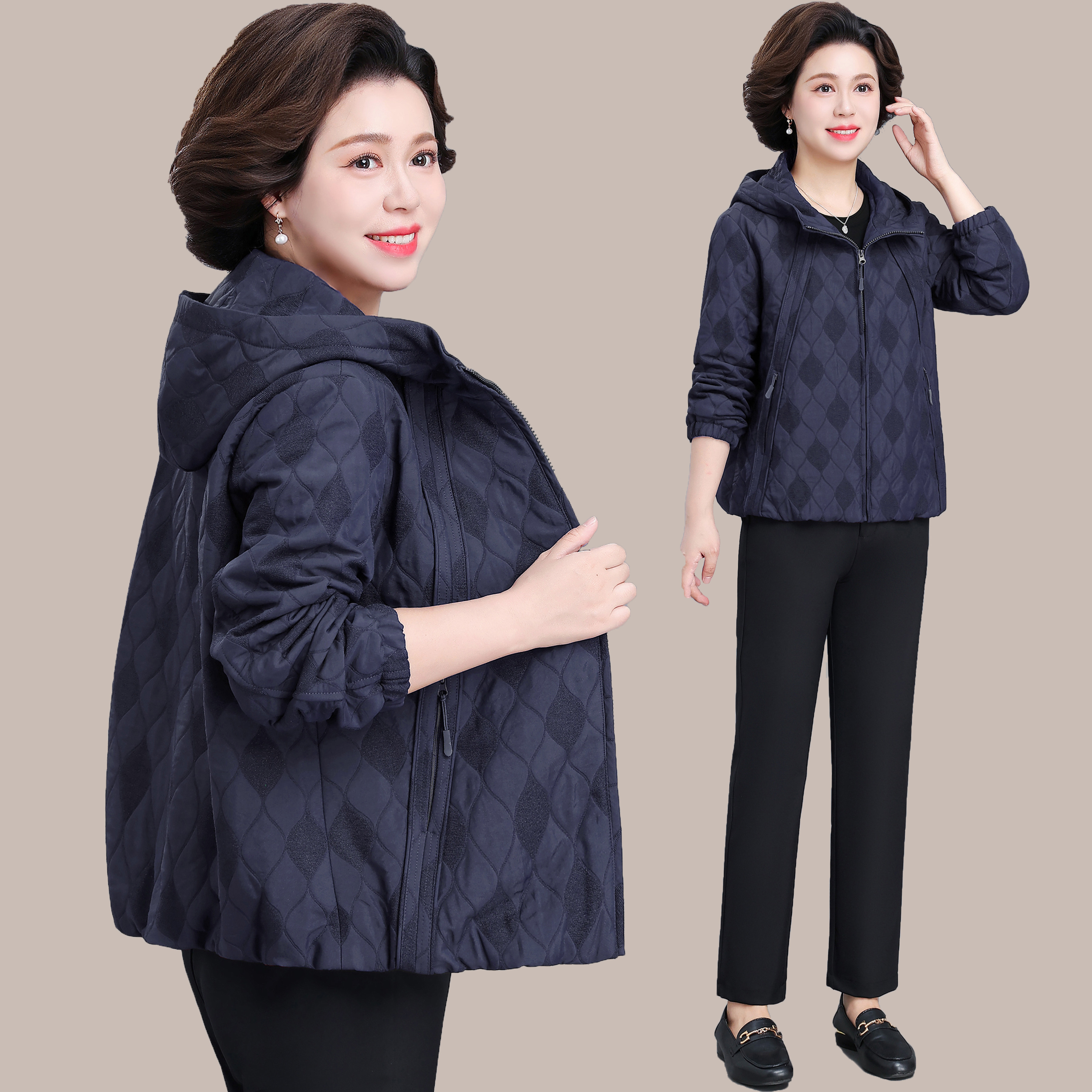 中老年女装大码春秋棉服上衣服