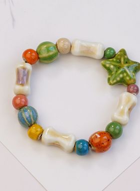 景德镇陶瓷手链海洋系列小清新时尚海天闺蜜款手串摆摊货源