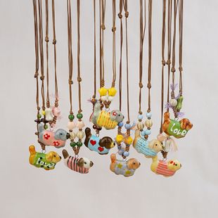 景德镇多巴胺彩色项链女童趣小狗可爱多巴胺长款编织卫衣毛衣链