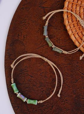 新款禅意陶瓷手链男士情侣新中式百搭饰品国风古风串珠竹节手串女