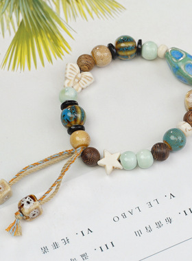 文创小红书种草景德镇陶瓷手串女生新中式流行文艺百搭古风手链潮