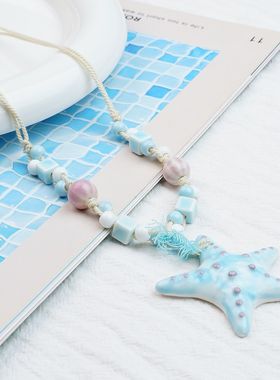 景德镇陶瓷海星小清新夏天出游项链锁骨链配饰搭配直播货源