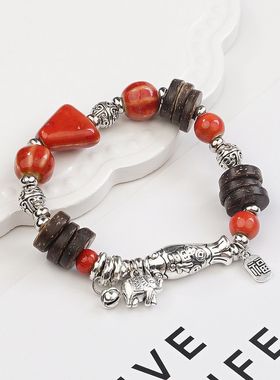 景德镇新款货源陶瓷手链红色复古寓意吉祥国风饰品手串搭配