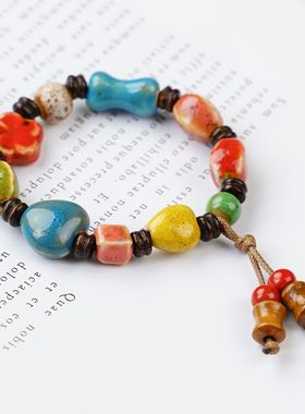 景德镇厂家货源小众新中式陶瓷手链瓷珠搭配手串复古手饰国风