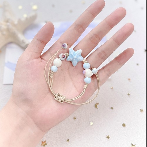 陶瓷手链不掉色女夏季文艺流行新中式清新学生海洋系列可调节手绳