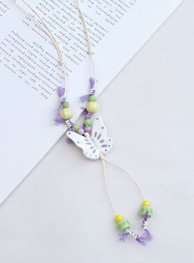 景德镇国风陶瓷蝴蝶中式高颜值小众项链锁骨链夏天出游搭配货源