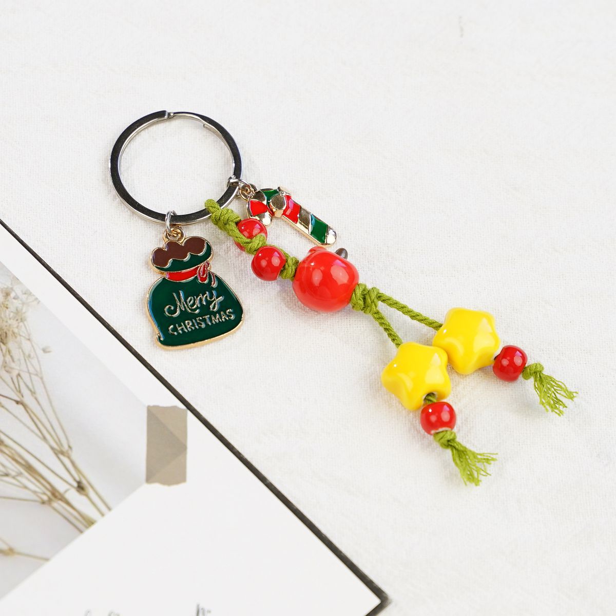 清新苹果圣诞吉祥编织手机小挂件饰品 如意生花包挂钥匙扣u盘防丢