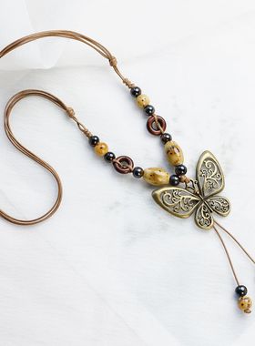 景德镇陶瓷项链新中式女生古风毛衣链礼物百搭小清新原创手工编织