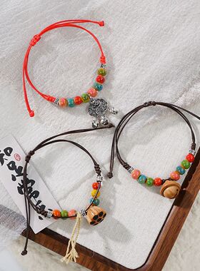 新款陶瓷手链情侣新中式百搭莲蓬饰品国风古风手串女文艺手饰