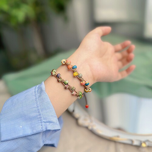 景德镇陶瓷手绳可调节文艺清新陶瓷手饰简约设计学生礼物饰品批发