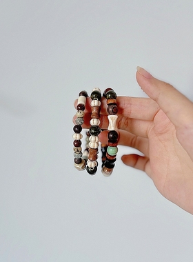 小红书热销敦煌色系景德镇陶瓷手串女民族风饰品手链源头厂货批发