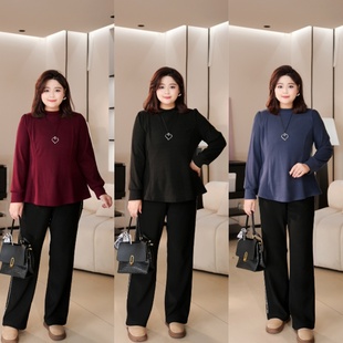 现货仅上衣 衣长68 秋冬简约净版 女装 收腰显瘦大码 PWD33383