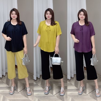 PWD33090【现货仅上衣】显贵气质显瘦系带减龄遮肉小衫【衣长69】