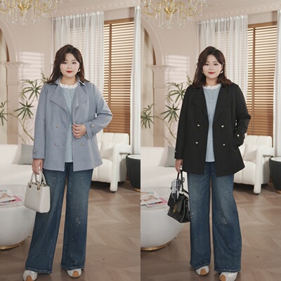 PWD33433【现货仅外套】春季新款优雅显气质大码女装【衣长74】