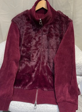 PWD33379【仅外套】秋冬高领假两件毛毛外套大码女装【衣长70】