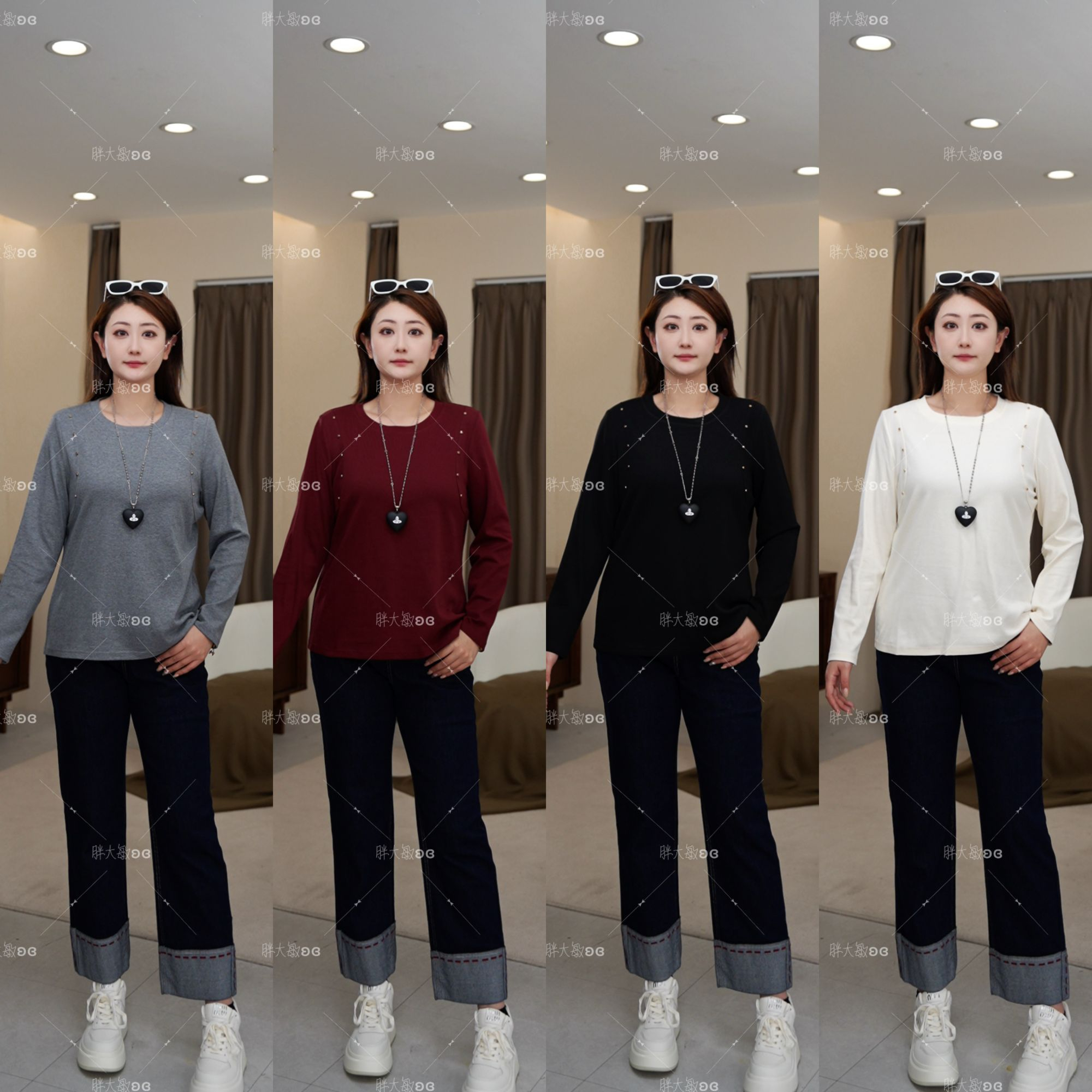 【秋款上新】PDM22517秋季新款显瘦设计感圆领内搭大码女装上衣