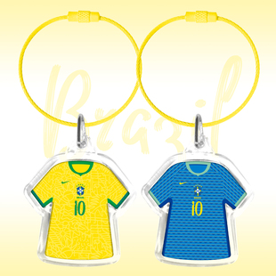 巴西世界杯罗纳尔多内马尔球衣钥匙扣亚克力创意挂件足球周边