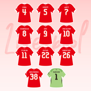 利物浦萨拉赫范戴克杰拉德球衣创意贴纸装饰手账防水贴画足球周边